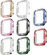 💎 stunning 8 pack bling case for apple watch 44mm se series 6/5/4 - fvlerz hard pc double row crystal diamond plated case | shockproof cover & all-around protection | must-have iwatch accessories logo