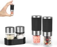 portable mini salt and pepper grinder set with shakers - convenient spice grinder mill for travel, work, camping, parties, school, lunch box логотип