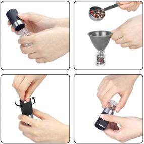 img 2 attached to Portable Mini Salt and Pepper Grinder Set with Shakers - Convenient Spice Grinder Mill for Travel, Work, Camping, Parties, School, Lunch Box