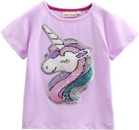 img 4 attached to 🦄 Pretty Girls' Clothing: Unicorn Sequin T-Shirt Sleeve