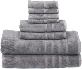 img 4 attached to MOSOBAM 700 GSM Luxury Bamboo 8pc Extra Large Bathroom Set, Charcoal Grey, 2 Bath Towel Sheets 35X70, 2 Hand Towels 16X30, 4 Face Washcloths 13X13, Dark Gray, Turkish Towel Sets, Quick Dry Wash Cloths