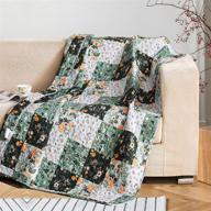 🛋️ exclusive microfiber boho patchwork quilted throw blanket for bed/couch/sofa, soft and lightweight (50"x 60", green) - enhanced seo logo