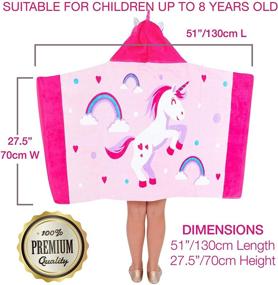 img 2 attached to 🦄 Unicorn Hooded Towel for Girls - Kids Bath Poncho Robes with Unicorns and Rainbows - Keep Kids Dry and Warm at The Pool, Beach, or After Bath Time