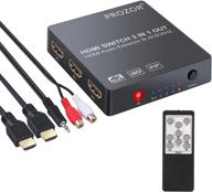 продукт называется "proster 3x1 hdmi switch с аудио извлекателем: 4k hdmi switcher, pip ir пульт, и аудио конвертер с кабелем 3,5 мм на 2 rca логотип