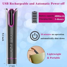 img 1 attached to 🔌 Cordless Hair Curler with LCD Display and Timer - Portable Auto Hair Curling Iron for Effortless Styling - USB Rechargeable Wand with Auto Shut-Off