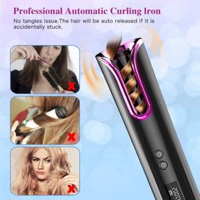 img 3 attached to 🔌 Cordless Hair Curler with LCD Display and Timer - Portable Auto Hair Curling Iron for Effortless Styling - USB Rechargeable Wand with Auto Shut-Off