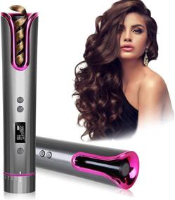 img 4 attached to 🔌 Cordless Hair Curler with LCD Display and Timer - Portable Auto Hair Curling Iron for Effortless Styling - USB Rechargeable Wand with Auto Shut-Off