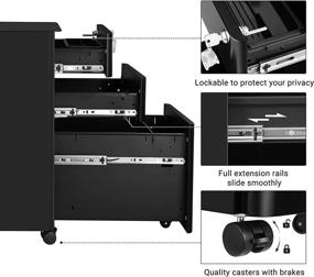 img 1 attached to 💼 SONGMICS 3-Drawer Steel File Cabinet, Mobile Pedestal Cabinet with Lock, Under Desk Filing Cabinet, Fully Assembled (Except Casters), Black UOFC030B01