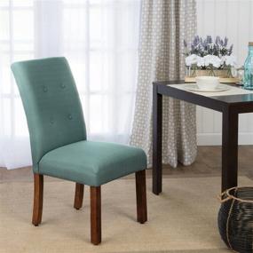 img 2 attached to 🪑 Домашние стулья HomePop Parsons Classic с пуговичной стяжкой, цвет аква, набор из 2 штук - потрясающие акцентные стулья для вашей столовой!