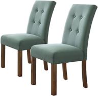 🪑 домашние стулья homepop parsons classic с пуговичной стяжкой, цвет аква, набор из 2 штук - потрясающие акцентные стулья для вашей столовой! логотип