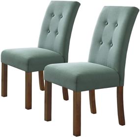 img 4 attached to 🪑 Домашние стулья HomePop Parsons Classic с пуговичной стяжкой, цвет аква, набор из 2 штук - потрясающие акцентные стулья для вашей столовой!