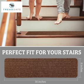 img 2 attached to 🚧 TreadSafe Non-Slip Carpet Stair Treads - Set of 15, 8"x30" - Non Slip Backing for Safety & Grip for Kids, Elders, and Dogs (Brown)