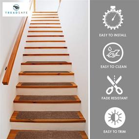 img 1 attached to 🚧 TreadSafe Non-Slip Carpet Stair Treads - Set of 15, 8"x30" - Non Slip Backing for Safety & Grip for Kids, Elders, and Dogs (Brown)