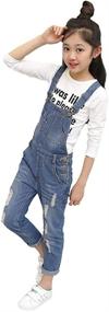 img 4 attached to Digirlsor Kids Girls Dark Blue Adjustable Strap 👧 Long Jeans Jumpsuit Suspender Denim Bib Overalls, 3-12 Years