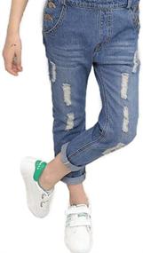 img 1 attached to Digirlsor Kids Girls Dark Blue Adjustable Strap 👧 Long Jeans Jumpsuit Suspender Denim Bib Overalls, 3-12 Years