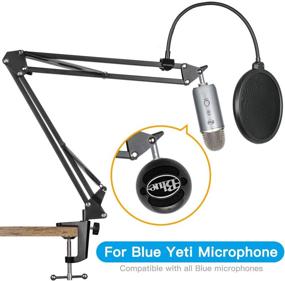 img 2 attached to 🎙️ Pipishell Microphone Stand with Pop Filter and Mic Holder, 5/8” Screw for Blue Yeti, Snowball, Spark, Yeti x, and other Microphones - PIMS01