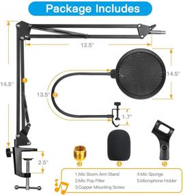 img 3 attached to 🎙️ Pipishell Microphone Stand with Pop Filter and Mic Holder, 5/8” Screw for Blue Yeti, Snowball, Spark, Yeti x, and other Microphones - PIMS01