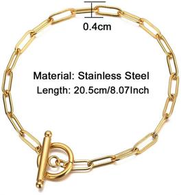 img 3 attached to 🌟 WangGao Stainless Steel OT Buckle Paperclip Chain Bracelet: Minimalist Jewelry for Stylish Women and Girls