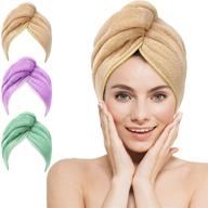 👩 yfong 3 pack microfiber hair towel for women - anti frizz hair towel wrap with button - fast drying hair turbans for wet hair - curly, thick hair - super soft hair drying wrap towels logo