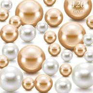 🎗️ hicarer 120 pieces creamy white and gold faux pearl beads for vase filler, makeup brushes holder, and home wedding decor - assorted sizes 14/20/30 mm logo