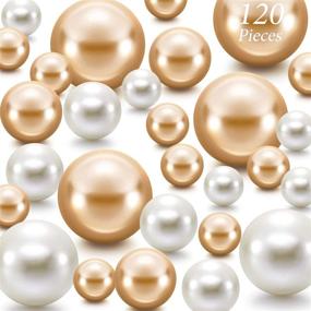 img 4 attached to 🎗️ Hicarer 120 Pieces Creamy White and Gold Faux Pearl Beads for Vase Filler, Makeup Brushes Holder, and Home Wedding Decor - Assorted Sizes 14/20/30 mm