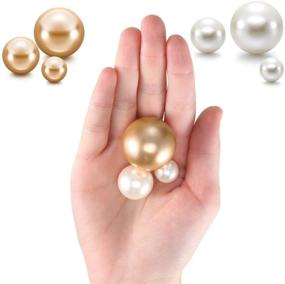 img 2 attached to 🎗️ Hicarer 120 Pieces Creamy White and Gold Faux Pearl Beads for Vase Filler, Makeup Brushes Holder, and Home Wedding Decor - Assorted Sizes 14/20/30 mm