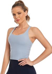 img 3 attached to 🏋️ HeyNuts Hawthorn Athletic Women's Longline Medium Impact Wirefree Sports Bras Crop Tops: Comfortable & Supportive with Removable Pads