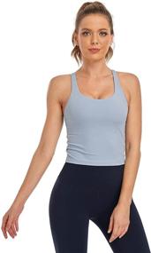 img 2 attached to 🏋️ HeyNuts Hawthorn Athletic Women's Longline Medium Impact Wirefree Sports Bras Crop Tops: Comfortable & Supportive with Removable Pads