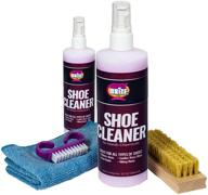 👟 quick n brite shoe cleaner kit: ultimate care for tennis shoes, boots, athletic shoes, and sneakers - includes (1) 12 oz bottle, (1) 4 oz bottle, (2) brushes, (1) cloth logo