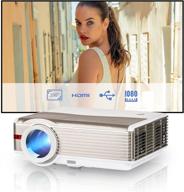 🎥 high definition 1080p outdoor lcd movie projector - 6500 lumens, large 200'' display, keystone & zoom, hdmi, vga, usb, av audio - ideal for tv stick, smartphones, tablets, laptops, pc, dvd, ps5, games, sports logo