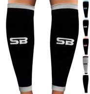 🏃 sb sox compression calf sleeves (20-30mmhg) for men & women - ultimate relief for running, shin splints, medical needs, travel, nursing, cycling, and leg pain (black/gray, large) логотип