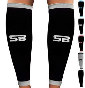 img 4 attached to 🏃 SB SOX Compression Calf Sleeves (20-30mmHg) for Men & Women - Ultimate Relief for Running, Shin Splints, Medical Needs, Travel, Nursing, Cycling, and Leg Pain (Black/Gray, Large)