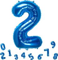 🎈 blue number 2 balloons foil balloon for digital birthday party decoration supplies - 32 inch логотип