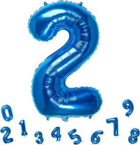 img 4 attached to 🎈 Blue Number 2 Balloons Foil Balloon for Digital Birthday Party Decoration Supplies - 32 Inch