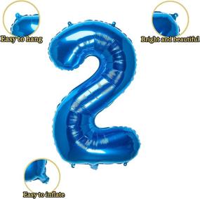 img 3 attached to 🎈 Blue Number 2 Balloons Foil Balloon for Digital Birthday Party Decoration Supplies - 32 Inch