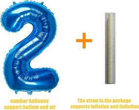 img 1 attached to 🎈 Blue Number 2 Balloons Foil Balloon for Digital Birthday Party Decoration Supplies - 32 Inch