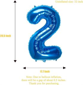 img 2 attached to 🎈 Blue Number 2 Balloons Foil Balloon for Digital Birthday Party Decoration Supplies - 32 Inch