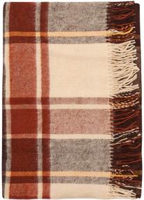 img 4 attached to 🧶 New Zealand Wool Tartan Blanket - Cozy Brown & Beige Design, Twin & Queen Sizes (55"x 79") - 100% Wool