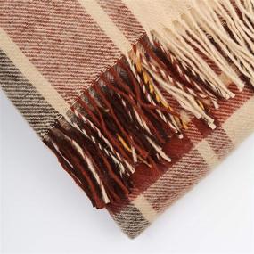 img 3 attached to 🧶 New Zealand Wool Tartan Blanket - Cozy Brown & Beige Design, Twin & Queen Sizes (55"x 79") - 100% Wool