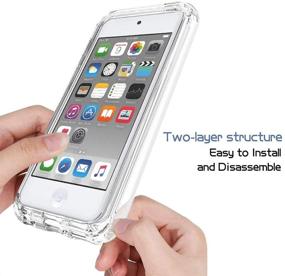 img 2 attached to 📱 Blue iPod Touch 7th Generation Case, Dteck 2-in-1 Rugged Shockproof Anti-Scratch Clear Gradient Bumper Full Body Protective Cover for iPod Touch 7th/6th/5th Gen