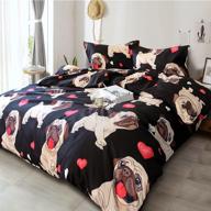 pug-tastic zhh puppy duvet cover sets: soft fabric cute dog pattern 🐶 quilt cover for kids' bedding - twin size 2 pcs (1 duvet cover+1 pillowcase) logo