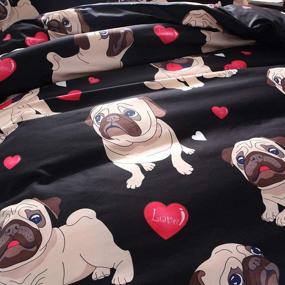 img 3 attached to Pug-tastic ZHH Puppy Duvet Cover Sets: Soft Fabric Cute Dog Pattern 🐶 Quilt Cover for Kids' Bedding - Twin Size 2 PCS (1 Duvet Cover+1 Pillowcase)