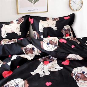 img 2 attached to Pug-tastic ZHH Puppy Duvet Cover Sets: Soft Fabric Cute Dog Pattern 🐶 Quilt Cover for Kids' Bedding - Twin Size 2 PCS (1 Duvet Cover+1 Pillowcase)