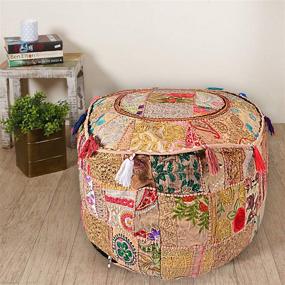 img 3 attached to Radhy Krishna Fashions Patchwork Decorative Home Decor for Poufs