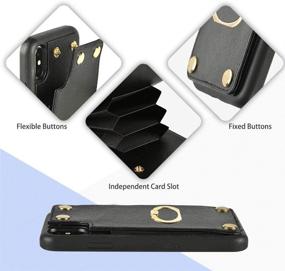 img 1 attached to 📱 LAMEEKU iPhone Xs Wallet Case: All-In-One Card Holder, Kickstand, and 360° Rotation Ring Grip Stand - Black