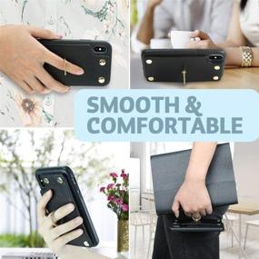 img 2 attached to 📱 LAMEEKU iPhone Xs Wallet Case: All-In-One Card Holder, Kickstand, and 360° Rotation Ring Grip Stand - Black