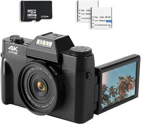 img 4 attached to 📷 VETEK 4K Digital Camera with Flip Screen, 48MP 16X Digital Zoom, Autofocus Camcorder for YouTube Photography, Wide-Angle Lens, Macro Lens, 32G Micro Card, 2 Batteries (Black)