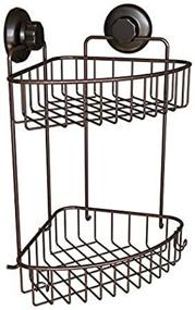 img 2 attached to 🛁 HASKO Corner Shower Caddy with Powerful Suction Cups, 304 Stainless Steel, Self-Adhesive 3M Stick Discs, 2 Tier Basket for Bathroom and Kitchen Storage (Bronze)