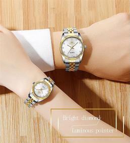 img 3 attached to ⌚ Швейцарские брендовые часы Two Tone для мужчин и женщин, золотые и серебряные, из нержавеющей стали, водонепроницаемые, парные часы - стильные и надежные изделия для обоих полов.