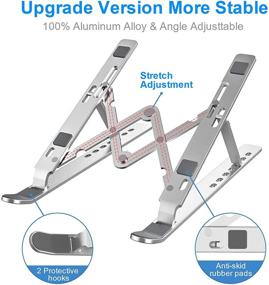 img 2 attached to 👩 Adjustable Aluminum Laptop Stand - Ergonomic Notebook Holder for MacBook Air Pro HP Lenovo Dell & More, with Carry Bag and Foldable Design - Ventilated Desktop Elevator for 11-15.6inch Laptops